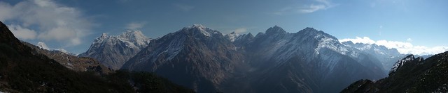 A panorama of the Hinku Valley and our trek into Mera Peak