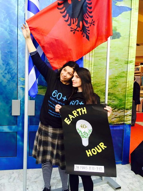 Earth Hour supporters at an event in Albania
