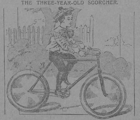 : The Journal page on cycling 1896 - detail, child's bike
