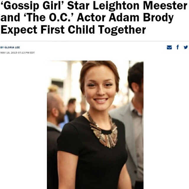 #GossipGirl #CW #BlairWaldorf #LeightonMeester #TheOC #AdamBrody #baby  Read at http://www.christianitydaily.com/articles/3775/20150518/gossip-girl-star-leighton-meester-and-the-o-c-star-adam-brody-expect-first-child-romance-timeline.htm #chdaily #enterta