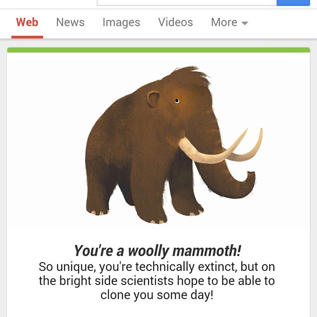 Google earth day quiz~ Wow! I am a woolly mammoth!!!! #googleearthday #googleearthdayquiz #woollymammoth #awesome