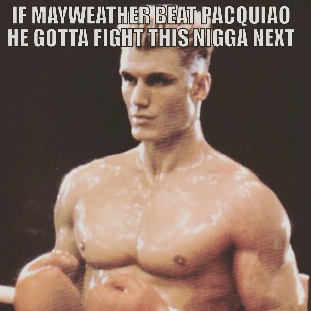 MAYWEATHER gone end up looking like Apollo Creed #MAYWEATHER #Pacquiao #MayPac #May2 #lasVegas #Rocky #Boxing #tmt #tme #teammayweather #teampacquiao #prizefight