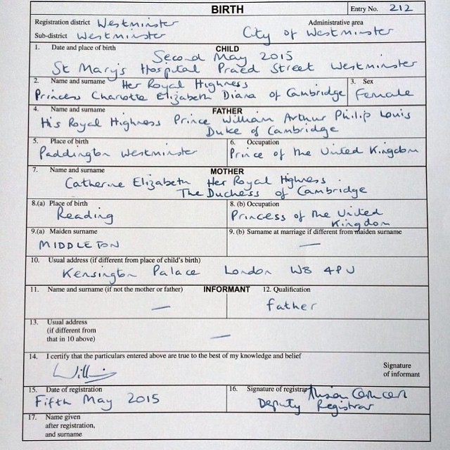 Share 👍 | heres the official royal birth certificate ❤️ #royalbaby #princess #charlotte #royalty #royals #katemiddleton #KATE #charlotte #princegeorge #princegeorge #princess