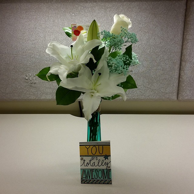 I received some beautiful flowers from my bosses & a lovely card from a coworker for ADMINISTRATIVE PROFESSIONALS DAY. :)