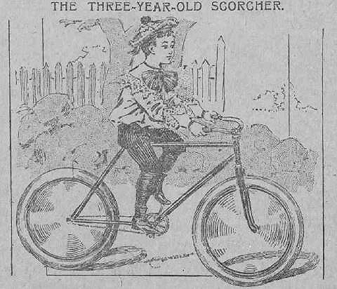 : The Journal page on cycling 1896 - detail, child's bike