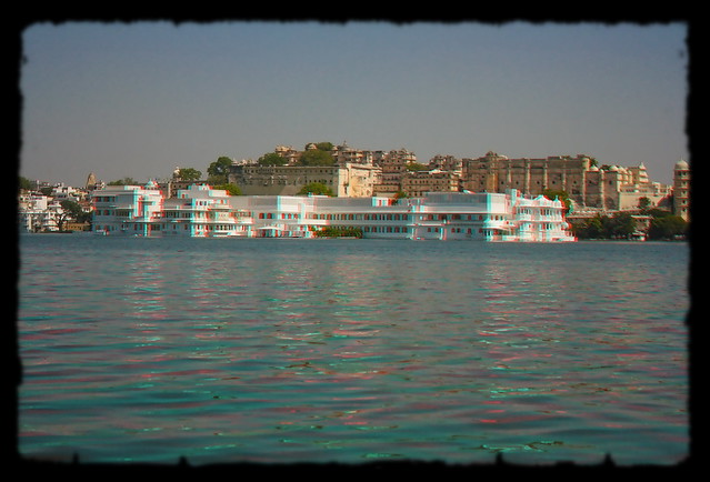 Udaipur IND - Jag Niwas Lake Palace Anaglyph color 3d
