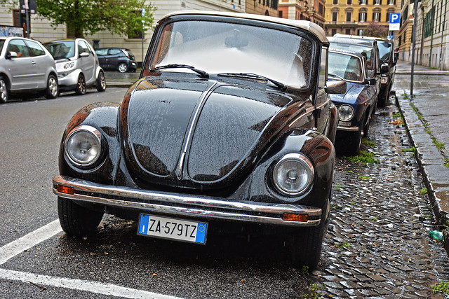 street italy roma car vintage volkswagen beetle