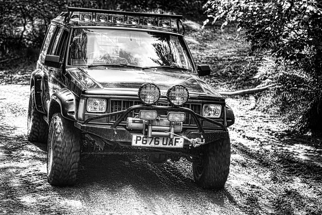 blackandwhite jeep offroad 4x4 devon vehicle hdr jeepcherokee day157 offroader hss bullbars 365project 157365 topazadjust 4x4event ashcombescuffle ashcombesummerscuffle