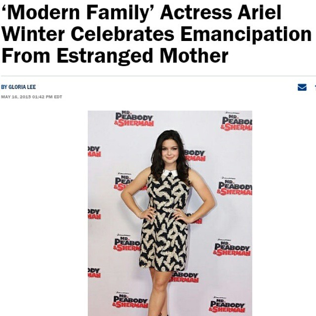 Congrats to #ArielWinter #ModernFamily   Read at http://www.christianitydaily.com/articles/3742/20150516/modern-family-actress-ariel-winter-celebrates-emancipation-from-estranged-mother.htm #chdaily