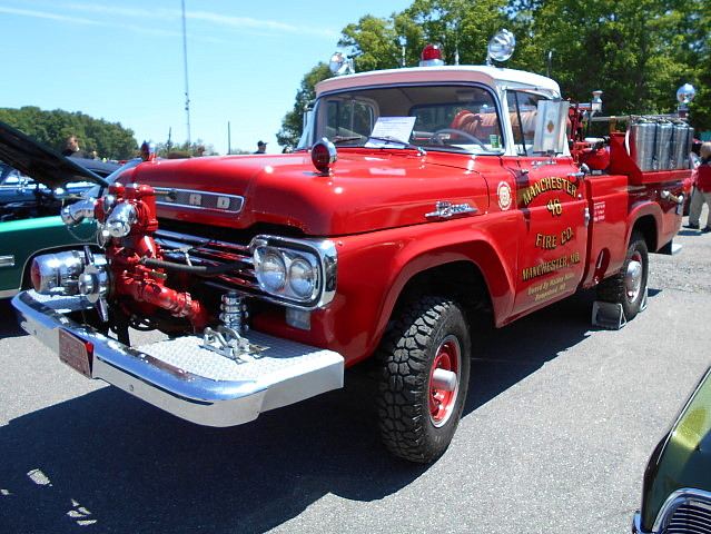 ford truck 4x4 pickup firetruck carshow 1959 f250 brushtruck arcadiamd hampsteadday arcadiaexpositiongrounds manchesterfireco