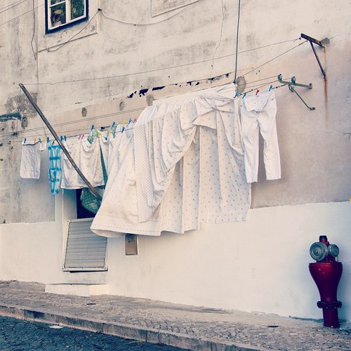       ... 2012     #Travel #Lisbon #Lisboa #Portugal #2012 #Memories #Back #Street #Town #House #White #Laundry #Red #Hydrant ©  Jude Lee