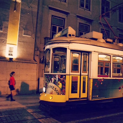       ... 2012     #Travel #Lisbon #Lisboa #Portugal #2012 #Night #Street #Yellow #Tram #Woman in #Red ©  Jude Lee