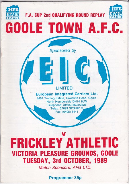 Goole Town V Frickley Athletic 3/10/89 (FA Cup 2nd Qualifying)