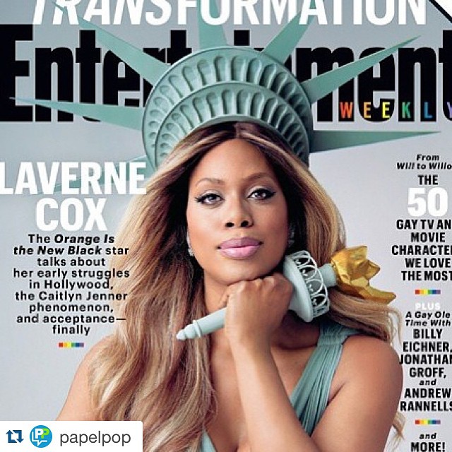 #Repost @papelpop with @repostapp. ・・・ Estamos apaixonados pela maravilhosa Laverne Cox na capa da nova edição da Entertainment Weekly. ❤️
