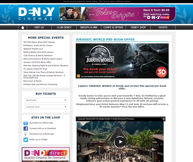 Jurassic World Pre-Book $5 offer Event Page with EPH