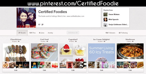 Certified Foodies Pinterest page