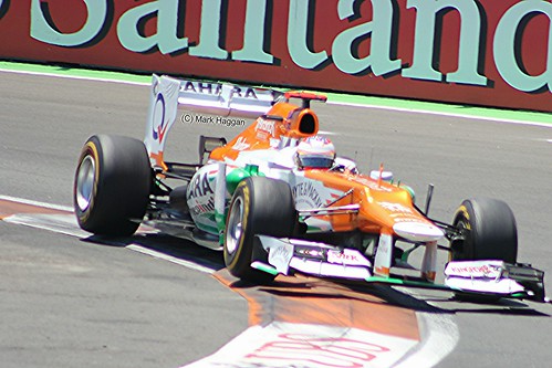 Paul Di Resta in his Force India F1 car during the 2012 European Grand Prix in Valencia