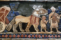 The Standard of Ur, detail with horses walking (war)