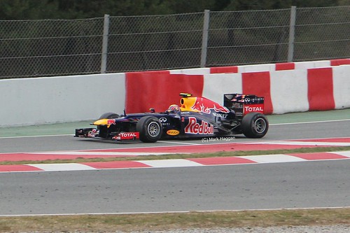 Mark Webber in his Red Bull Racing F1 car at Formula One Winter Testing, Circuit de Catalunya, March 2012