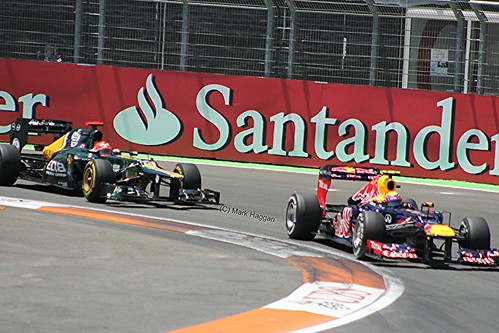 Mark Webber in his Red Bull Racing F1 car during the 2012 European Grand Prix in Valencia