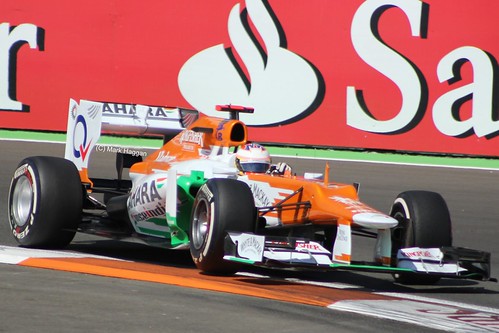 Paul di Resta in his Force India F1 car at the 2012 European Grand Prix at Valencia