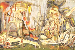 9465. _Los profetas del Apocalipsis, 2011_, esmalte óleo, acrílico, poliéster, removedor y carbón sobre tela de Oscar Rafael Solot Barbosa.