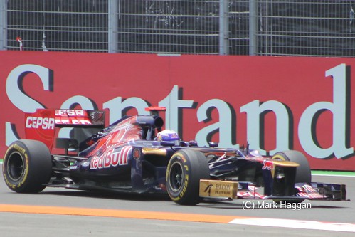 Daniel Ricciardo in his Toro Rosso F1 car at the 2012 European Grand Prix at Valencia