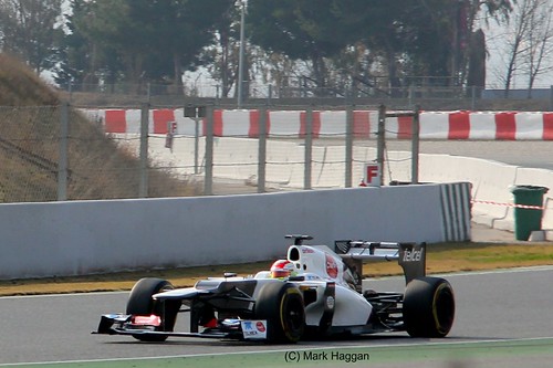 Sergio Perez in his Sauber  in Winter Testing, Circuit de Catalunya, March 2012