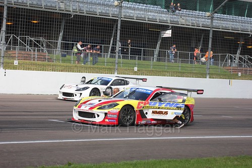 Carl Boardley in the Ginetta GT4 Supercup at Rockingham, August 2016