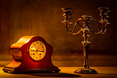Still Life - The clock and the candleabra