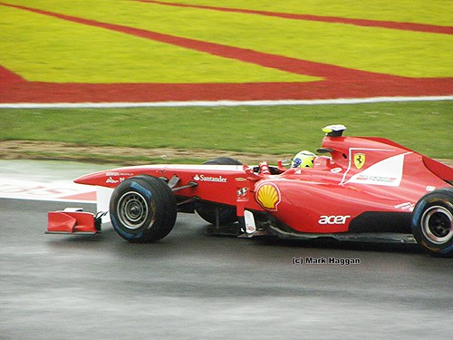 Felipe Massa in his Ferrari F1 car at the 2011 British Grand Prix at Silverstone