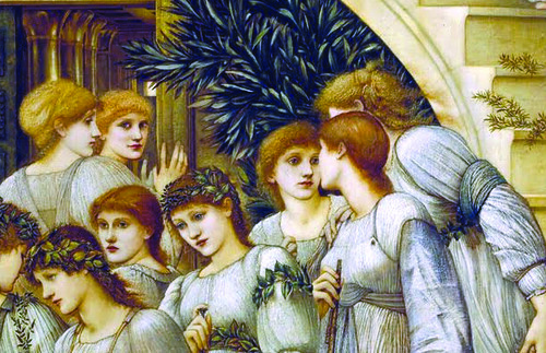 Burne-Jones, The Golden Stairs, detail with women below (close)