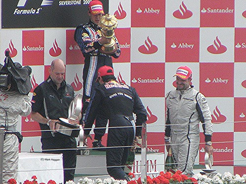 The podium celebrations after the 2009 British Grand Prix
