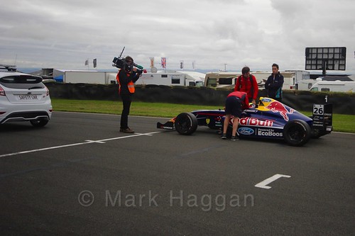 Luis Leeds on the grid for the second British Formula Four race at the Knockhill BTCC Weekend, August 2016