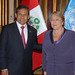 UN Women Executive Director Michelle Bachelet meets with Peruvian President Ollanta Humala Tasso during her two-day visit to the country on 16 October 2012