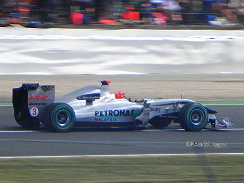 Michael Schumacher in his Mercedes at the 2010 British Grand Prix