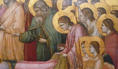 Giotto, The Entombment of Mary, detail at feet (close)