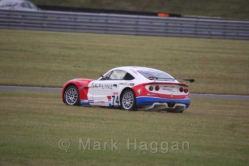 Enzo Fittipaldi on the grass during Ginetta Junior Racing during the BTCC 2016 Weekend at Snetterton
