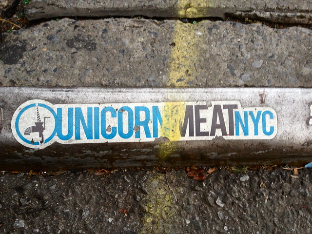 Unicorn Meat sticker graffiti in NYC