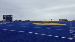 The Cathy Parker Field in Barrow, named after the benefactor in Florida who donated the money for the kids to play on a real football field; before her generosity they were playing on the sandy shores of the Arctic Ocean!