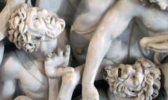 Ludovisi Battle Sarcophagus, detail with two barbarian heads