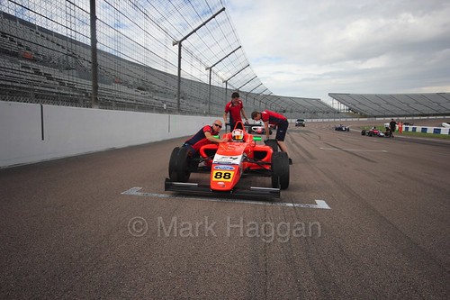 Jack Martin on the grid in British F4 at Rockingham, August 2016