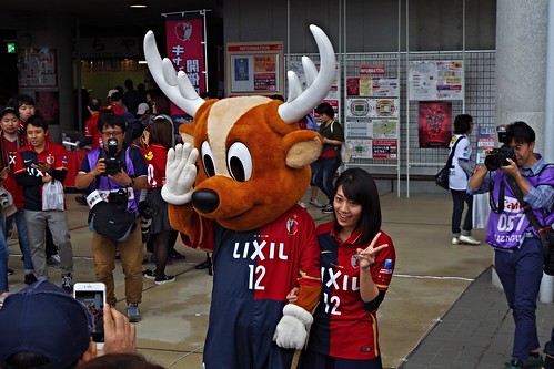 Japanese Idol Sato Miki & Kashima Antlers mascot Shikao