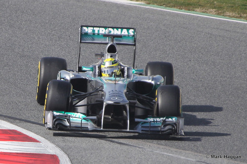 Nico Rosberg in his Mercedes at Formula One Winter Testing 2013