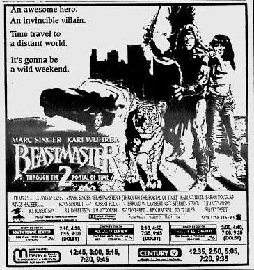 The Beastmaster 2: Through the Portal of Time newspaper ad (Aug 30, 1991)