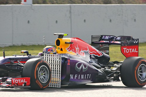 Mark Webber's car with testing equipment at Formula One Winter Testing 2013