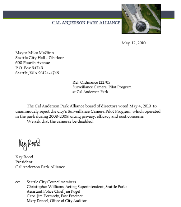 City Council Memo Outlines Future Of Cal Anderson Surveillance Cameras CHS Capitol Hill Seattle
