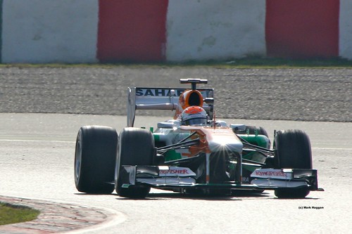 Adrian Sutil's Force India in Formula One Winter Testing 2013