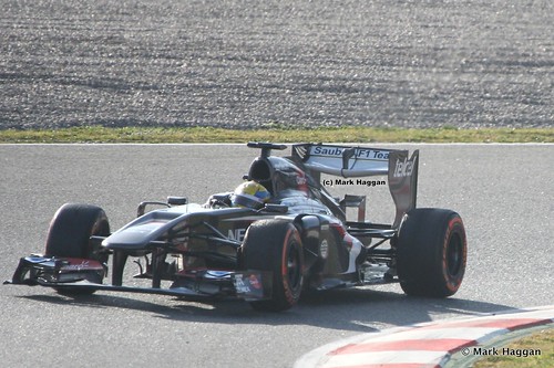 Esteban Gutierrez in his Sauber at Formula One Winter Testing, March 2013