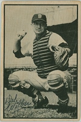 1953 Bowman B&W - Del Wilber #24 (b: 24 Feb 1919 - d: 18 Jul 2002 at age 83) - Autographed Baseball Card